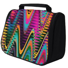 Multicolored Wave Distortion Zigzag Chevrons 2 Background Color Solid Black Full Print Travel Pouch (big) by EDDArt