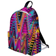 Multicolored Wave Distortion Zigzag Chevrons 2 Background Color Solid Black The Plain Backpack by EDDArt