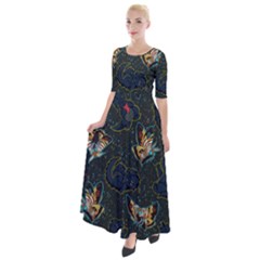 King And Queen  Half Sleeves Maxi Dress by Mezalola