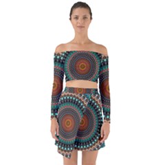 Ornament Circle Picture Colorful Off Shoulder Top With Skirt Set by Pakrebo