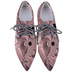 Fractal Tender Rose Cream Pointed Oxford Shoes by Pakrebo