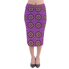 Hearts Of Metal And Flower Wreaths In Love Velvet Midi Pencil Skirt by pepitasart