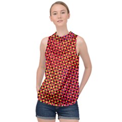 Pattern Textile Structure Abstract High Neck Satin Top by Pakrebo