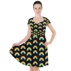 Pride Rainbow Flag Pattern Cap Sleeve Midi Dress by Valentinaart