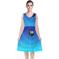 Music Reble Sound Concert V-neck Midi Sleeveless Dress  by HermanTelo