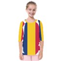 Chad Flag Map Geography Outline Kids  Quarter Sleeve Raglan Tee View1