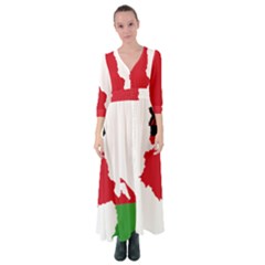 Malawi Flag Map Geography Outline Button Up Maxi Dress by Sapixe