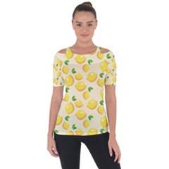 Fruits Template Lemons Yellow Shoulder Cut Out Short Sleeve Top by Pakrebo