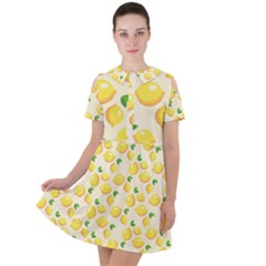 Fruits Template Lemons Yellow Short Sleeve Shoulder Cut Out Dress  by Pakrebo