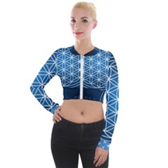 Mandala Flower Of Life Long Sleeve Cropped Velvet Jacket by Pakrebo