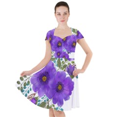 Watercolour Flowers Spring Floral Cap Sleeve Midi Dress by Pakrebo