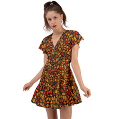 F 9 Flutter Sleeve Wrap Dress by ArtworkByPatrick