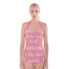 Self Confidence  Boyleg Halter Swimsuit  by Abigailbarryart