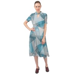 Triangle Blue Pattern Keyhole Neckline Chiffon Dress by HermanTelo