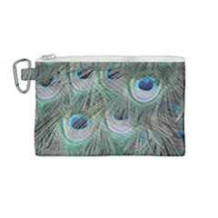 Peacock Feather Pattern Plumage Canvas Cosmetic Bag (medium) by Pakrebo