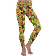 Background Pattern Structure Fruit Kids  Lightweight Velour Classic Yoga Leggings by Pakrebo