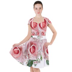 Roses Flowers Wax Flowers Cap Sleeve Midi Dress by Pakrebo