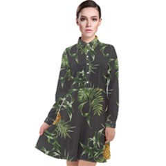 Pineapples Pattern Long Sleeve Chiffon Shirt Dress by Sobalvarro