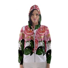 Roses Pink Leaves Flowers Perfume Women s Hooded Windbreaker by Simbadda