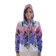 Flowers Roses Bluebells Arrangement Women s Hooded Windbreaker by Simbadda