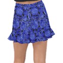 Neon Abstract Cobalt Blue Wood Fishtail Mini Chiffon Skirt View2