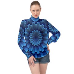 Mandala Background Texture High Neck Long Sleeve Chiffon Top by HermanTelo