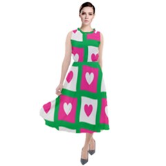 Pink Love Valentine Round Neck Boho Dress by Mariart