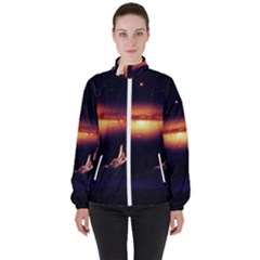 Space Star Galaxies Universe Women s High Neck Windbreaker by Simbadda