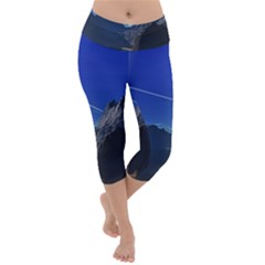 Saturn Landscape Mountains Lightweight Velour Capri Yoga Leggings by Simbadda