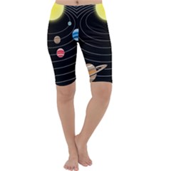 Solar System Planets Sun Space Cropped Leggings  by Simbadda