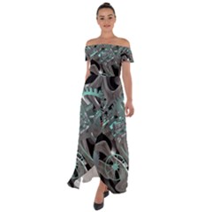 Gears Machine Machines Off Shoulder Open Front Chiffon Dress by Bajindul