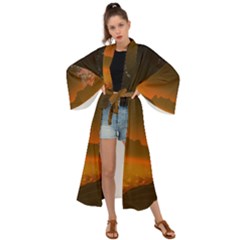 Galaxy Galaxies Bump Together Lava Maxi Kimono by Simbadda