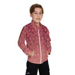 Red Gold Art Deco Art Deco Background Kids  Windbreaker by Simbadda