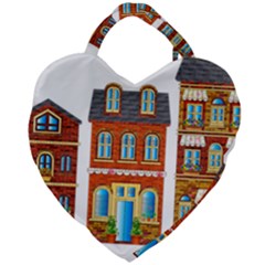 City Buildings Brick Architecture Giant Heart Shaped Tote by Simbadda