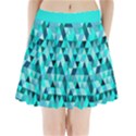 Teal Triangles Pattern Pleated Mini Skirt View1