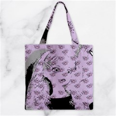 Wide Eyed Girl Lilac Zipper Grocery Tote Bag by snowwhitegirl