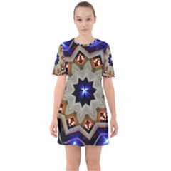 Background Mandala Star Sixties Short Sleeve Mini Dress by Mariart