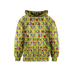 Heart Skeleton Face Pattern Yellow Kids  Pullover Hoodie by snowwhitegirl