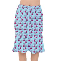 Cherries An Bats Aqua Short Mermaid Skirt by snowwhitegirl