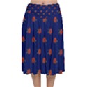 Red Rose Blue Velvet Flared Midi Skirt View1