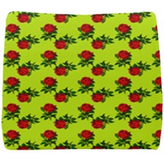 Red Roses Lime Green Seat Cushion by snowwhitegirl