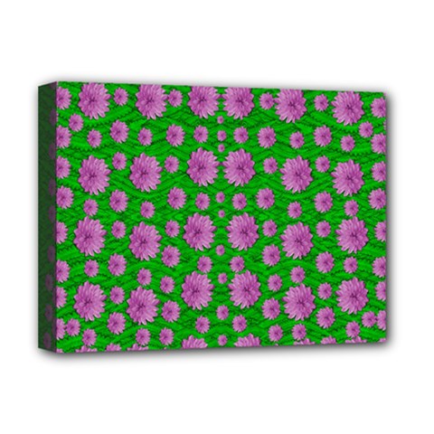 Bloom In Peace And Love Deluxe Canvas 16  X 12  (stretched)  by pepitasart