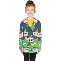 Plane Aircraft Flight Kids  Double Breasted Button Coat by Simbadda