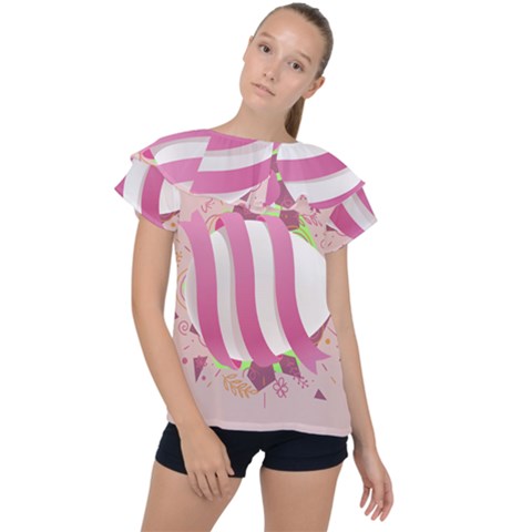 Easter Egg Colorful Spring Color Ruffle Collar Chiffon Blouse by Simbadda