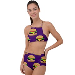 Burger Pattern High Waist Tankini Set by bloomingvinedesign