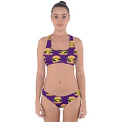 Burger Pattern Cross Back Hipster Bikini Set by bloomingvinedesign