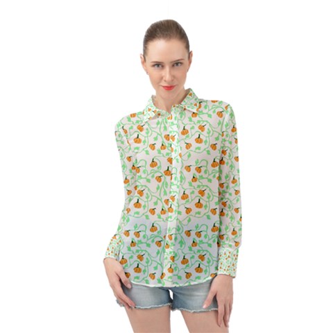 Pumpkin Vines Long Sleeve Chiffon Shirt by bloomingvinedesign