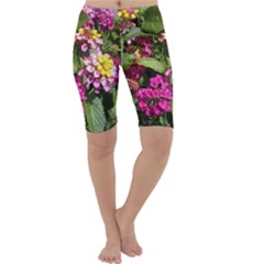 Summer Lantana W Bee Cropped Leggings  by Riverwoman