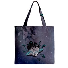 Sport, Surfboard With Flowers And Fish Zipper Grocery Tote Bag by FantasyWorld7