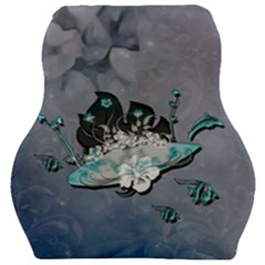 Sport, Surfboard With Flowers And Fish Car Seat Velour Cushion  by FantasyWorld7